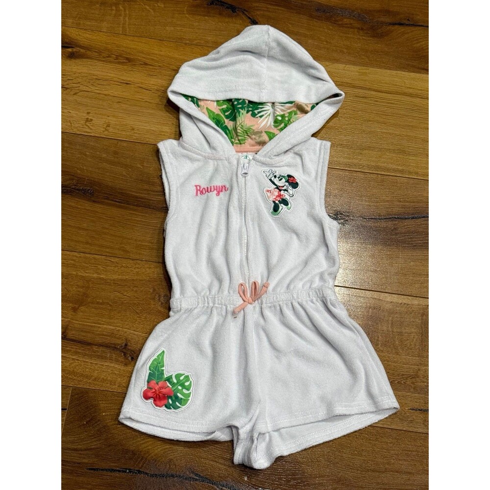Disney Girls Minnie Mouse Hooded Romper Swim Coverup 4
